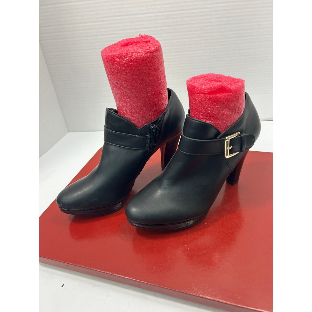 East 5th Buckle Ankle Booties 6 Black High Heel Memory‎ Foam Professional Chic